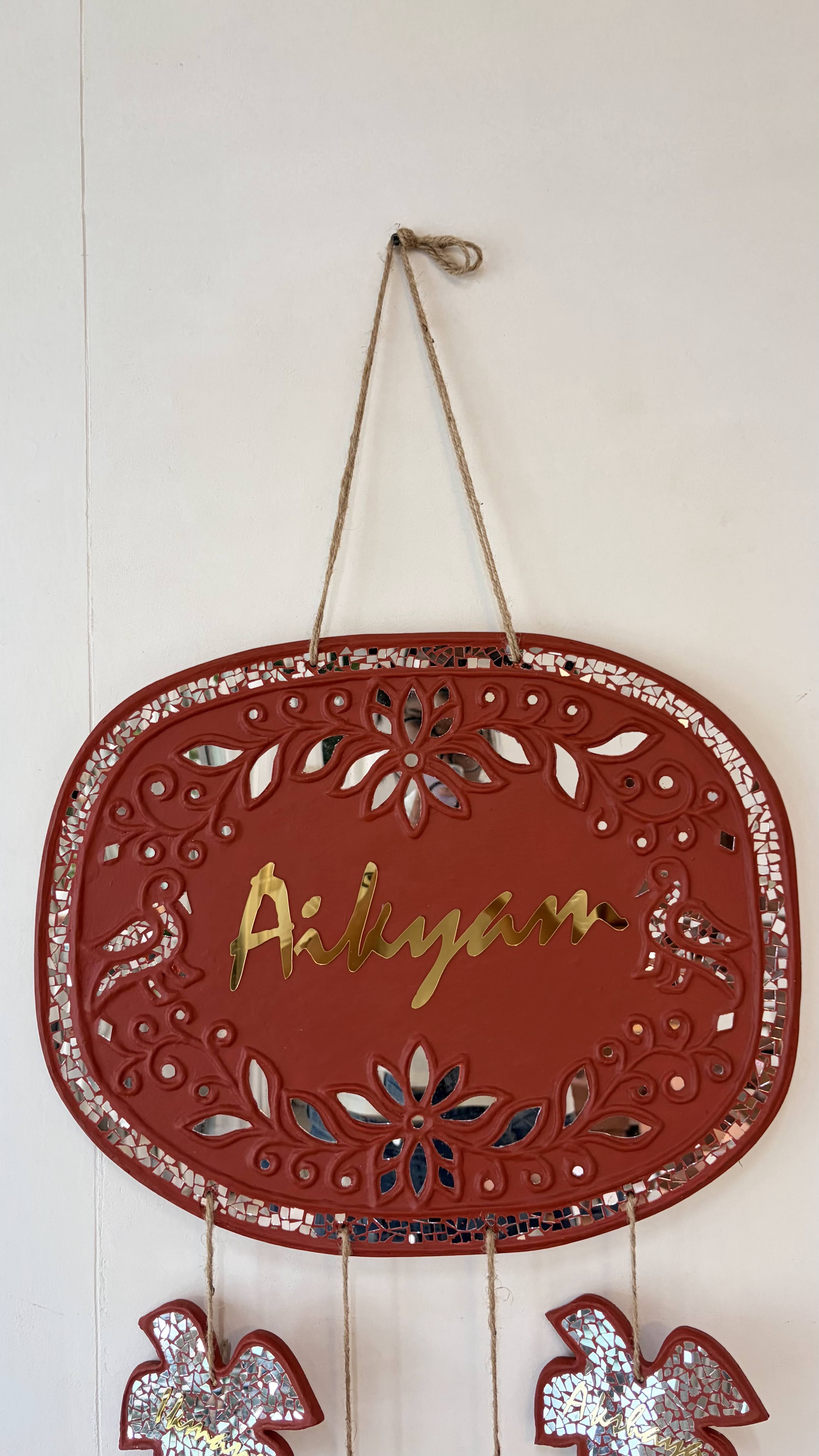 Handcrafted Ekam by Seri mirror-inlay piece, finished by hand