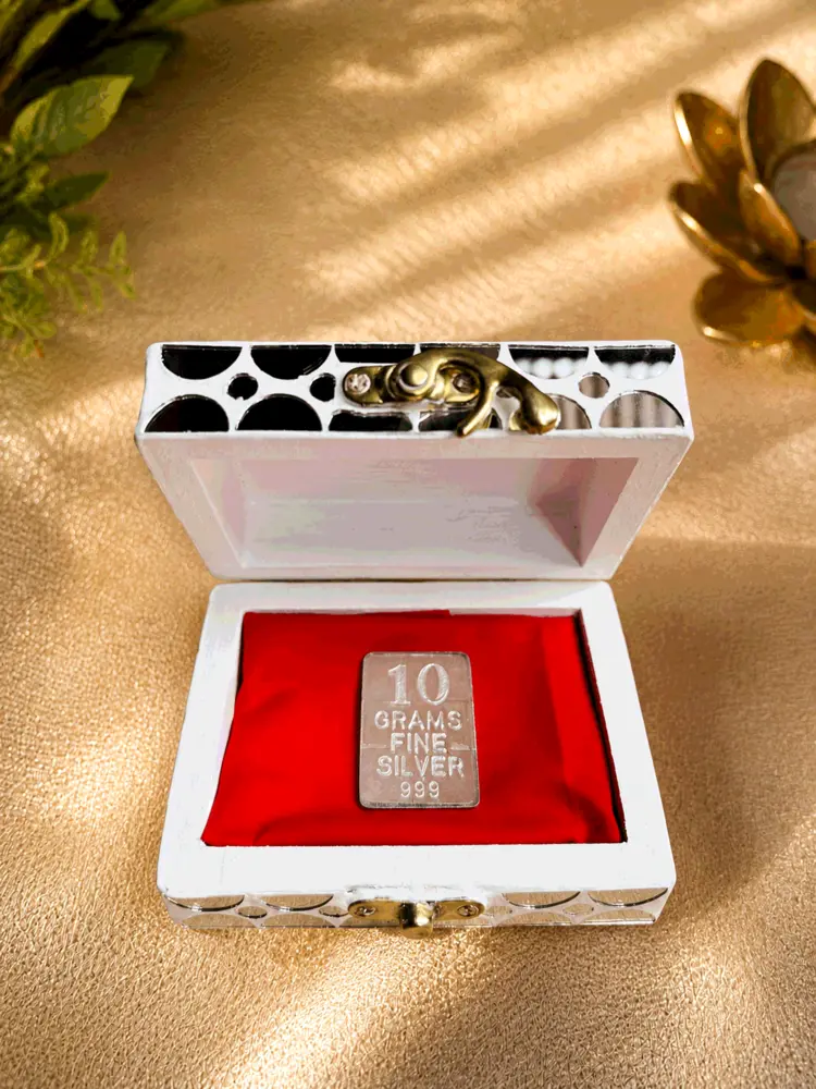 Mirror Mosaic Gold & Silver Ginni Coin Box