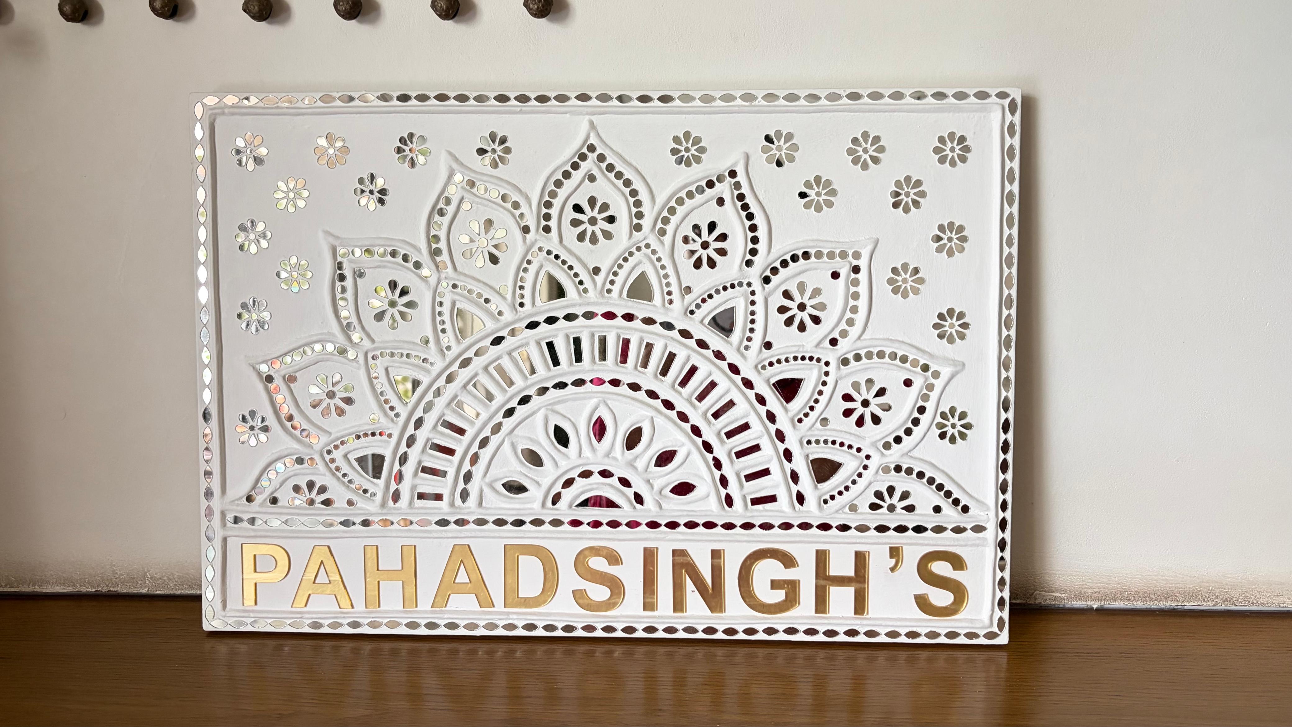 Custom Handcrafted Lippan Art Nameplate