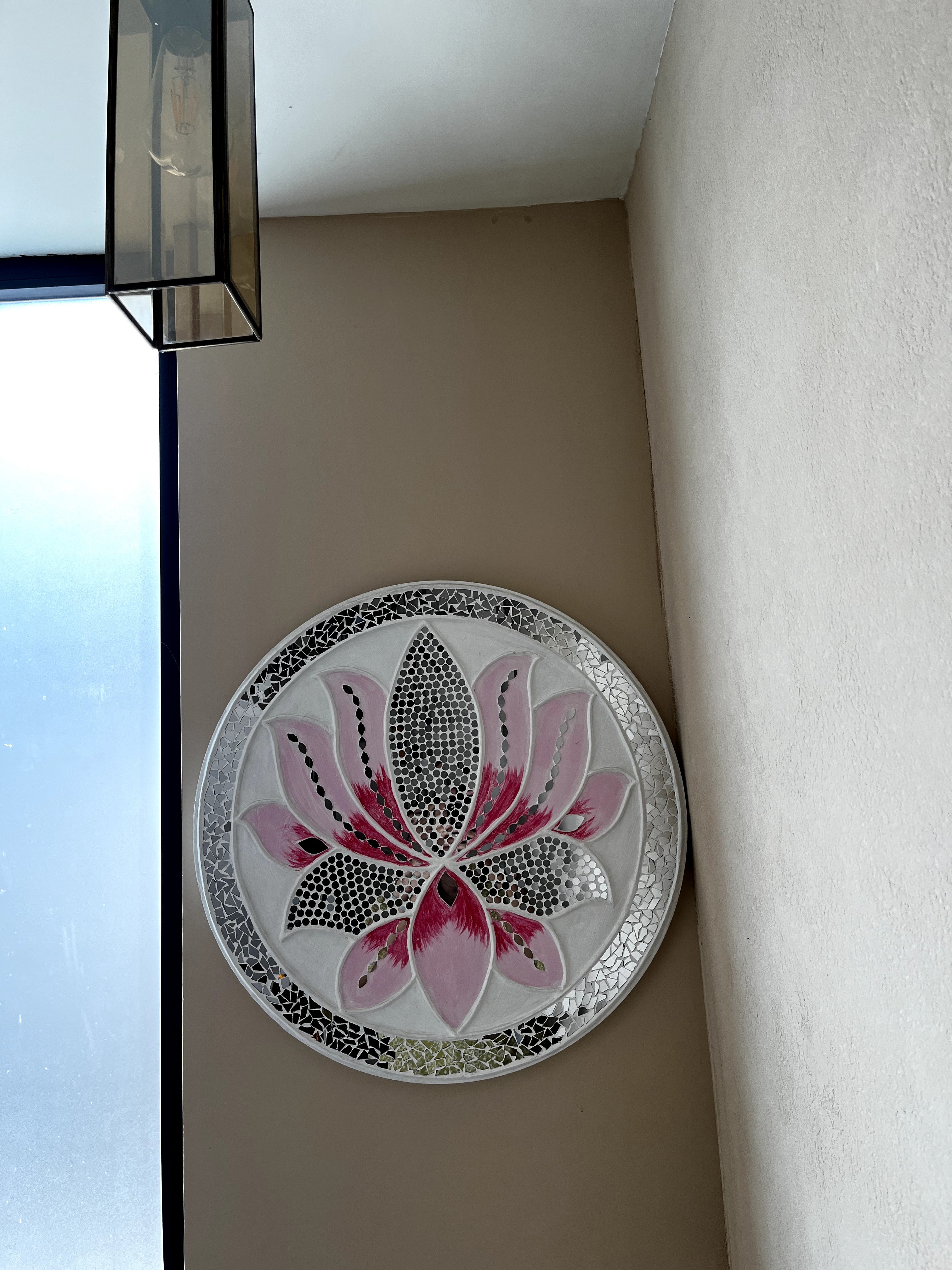 Custom Handcrafted Lotus Pichwai Mirror Mosaic Wall Frame