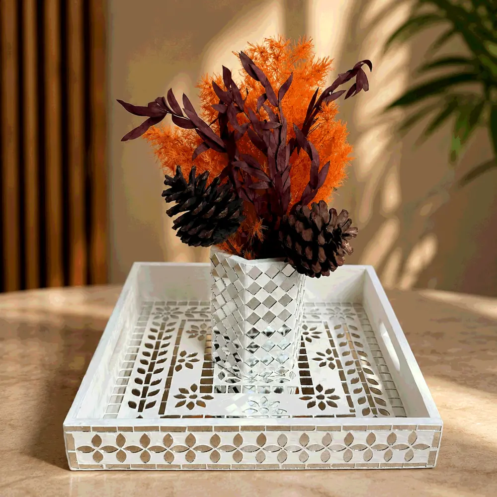 Handcrafted Tray and Vase Set