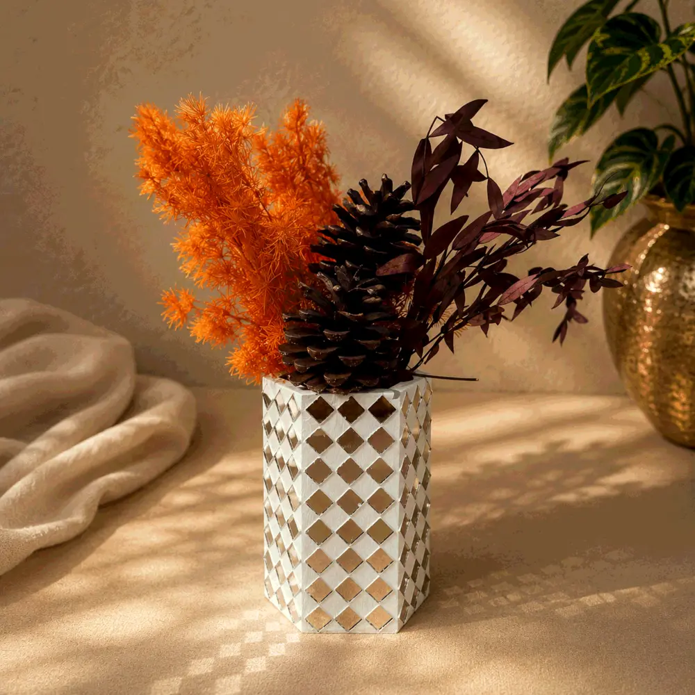 Handcrafted Mirror Mosaic Flower Vase