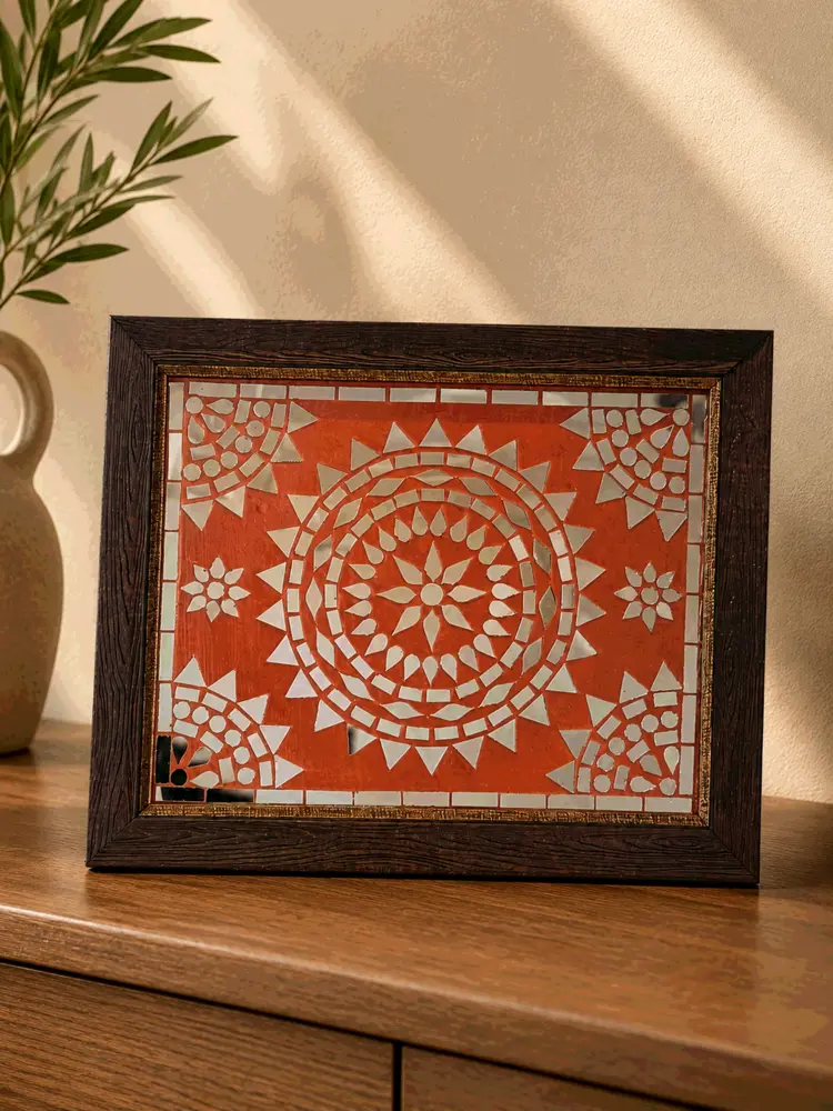 Mirror Mosaic Art With Wooden Frame